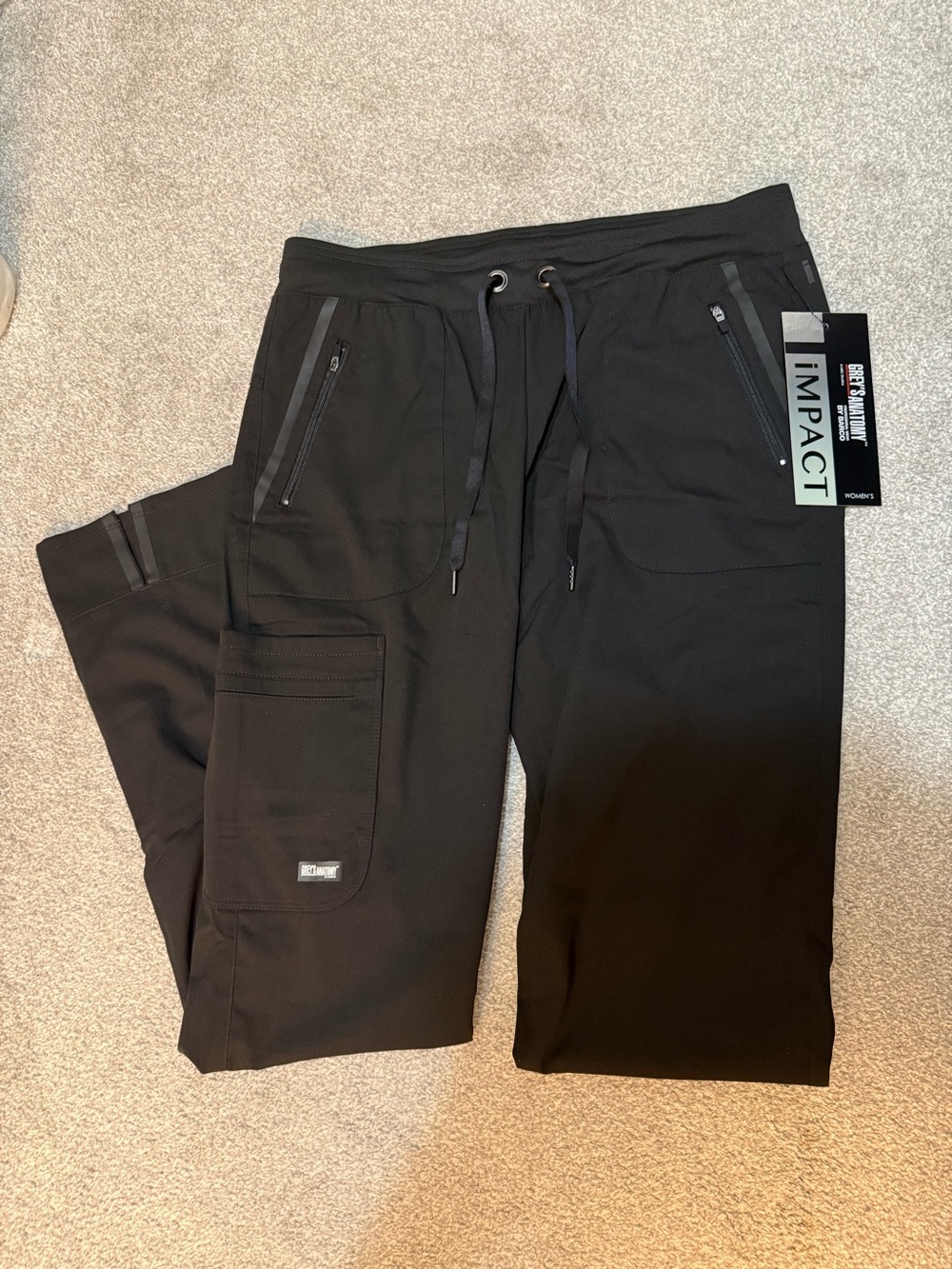 Scrub Women's Black Drawstring Cargo Joggers MT